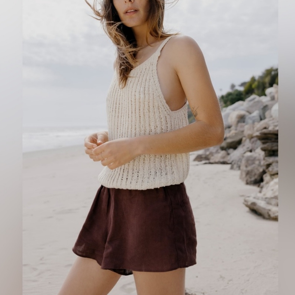 Zara Limited Edition Ribbed Knit Crochet Tank Top